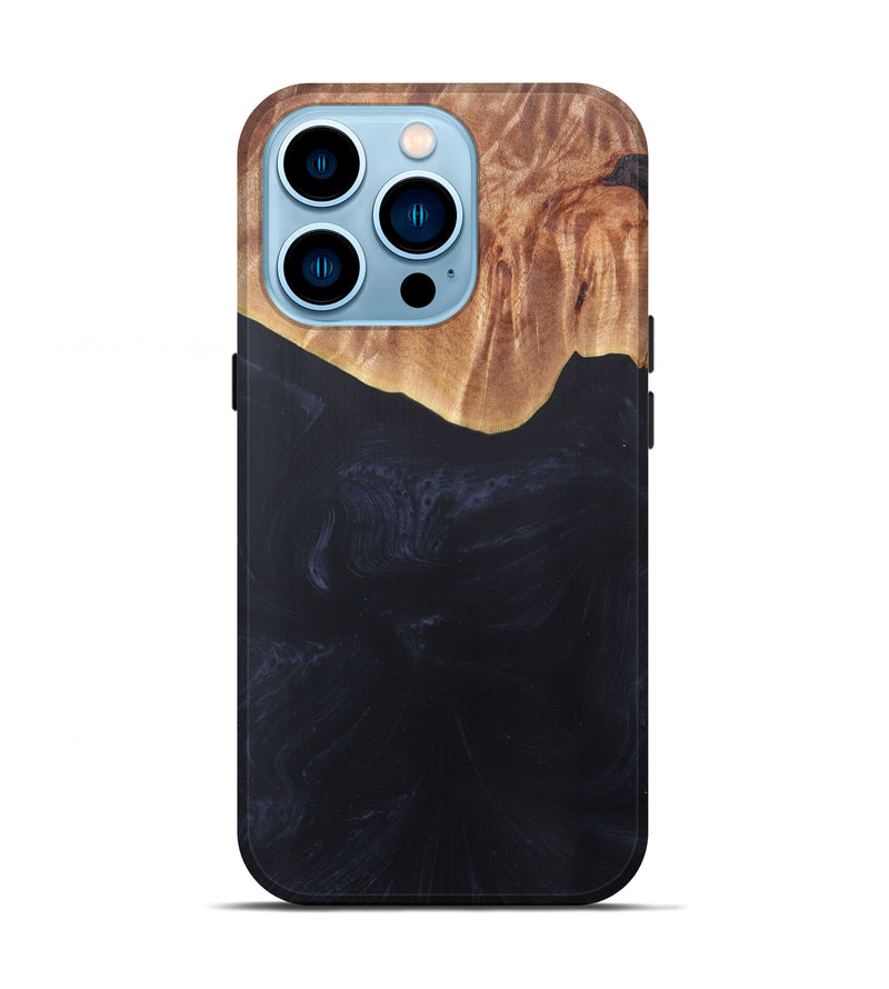iPhone 14 Pro Wood+Resin Live Edge Phone Case - Maier (Pure Black, 608539)