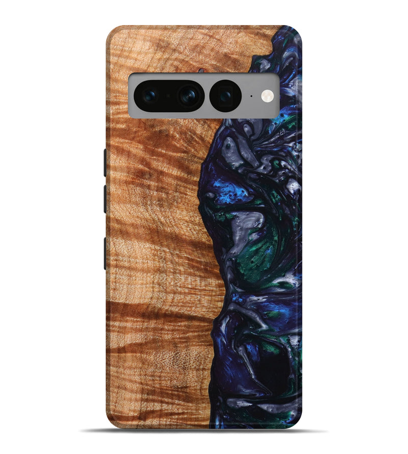 Pixel 7 Pro Wood+Resin Live Edge Phone Case - Candace (Blue, 640503)