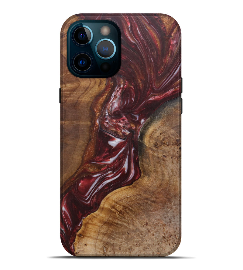 iPhone 12 Pro Max Wood+Resin Live Edge Phone Case - Italo (Dark Red, 593774)
