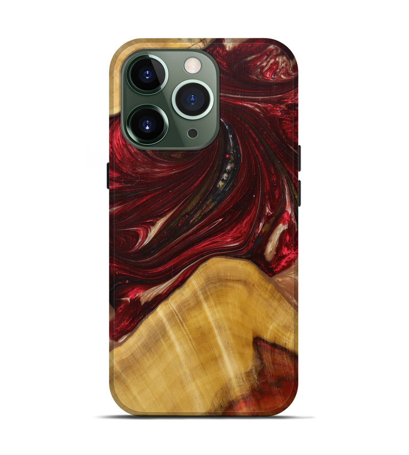 iPhone 13 Pro Wood+Resin Live Edge Phone Case - Chelsea (Dark Red, 610792)