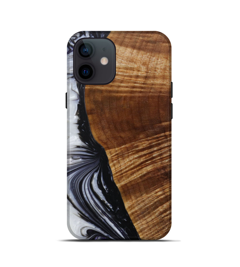 iPhone 12 mini Wood+Resin Live Edge Phone Case - Regan (Black & White, 619517)