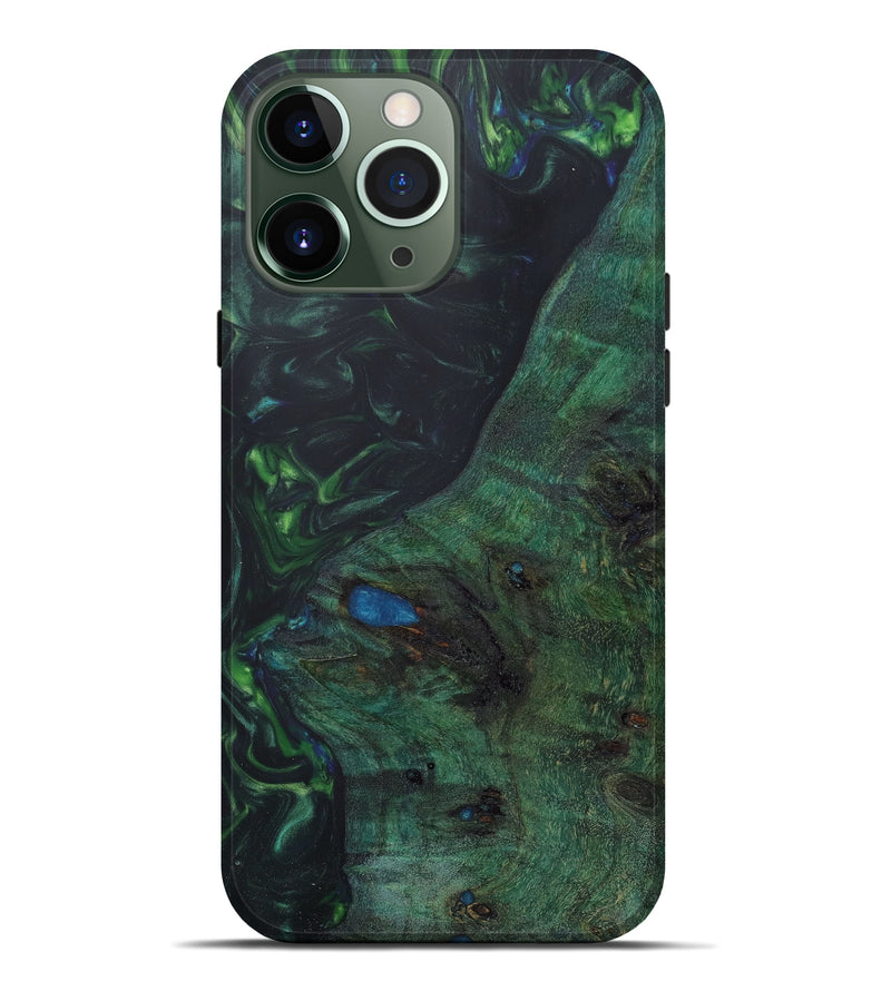 iPhone 13 Pro Max Wood+Resin Live Edge Phone Case - Mario (Green, 641737)