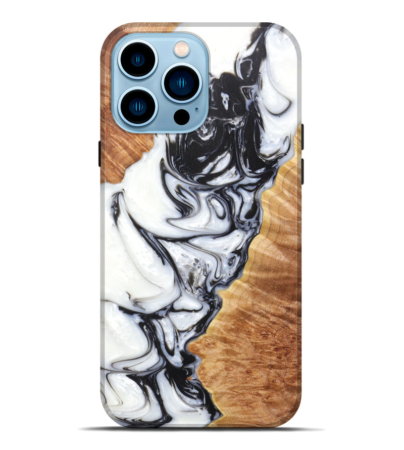 iPhone 14 Pro Max Wood+Resin Live Edge Phone Case - Thom (Black & White, 605677)