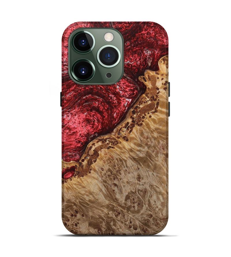 iPhone 13 Pro Wood+Resin Live Edge Phone Case - Garnette (Red, 633843)