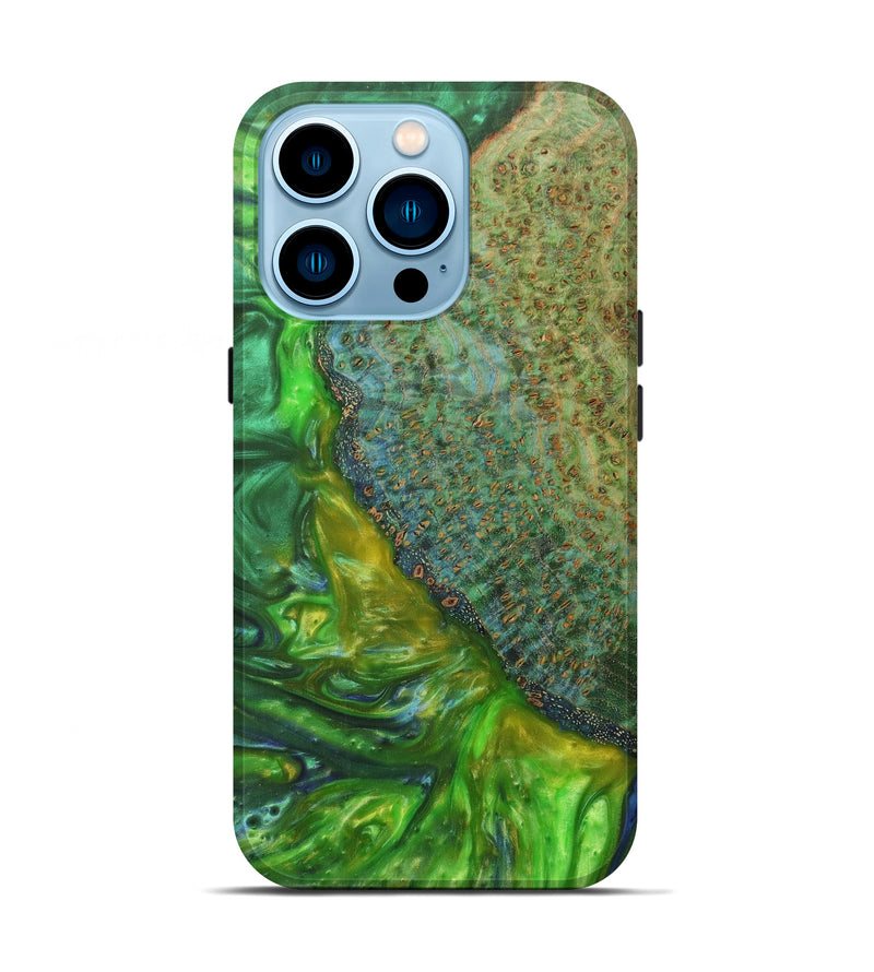 iPhone 14 Pro Wood+Resin Live Edge Phone Case - Carolina (Dark Green, 616663)