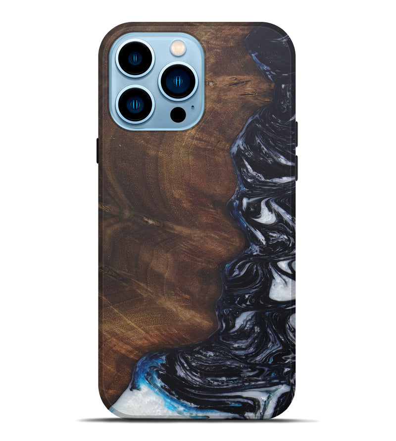 iPhone 14 Pro Max Wood+Resin Live Edge Phone Case - Livvy (Black & White, 588649)