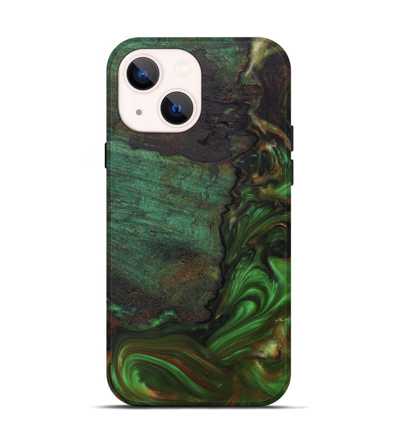 iPhone 13 Wood+Resin Live Edge Phone Case - Spenser (Dark Green, 594212)