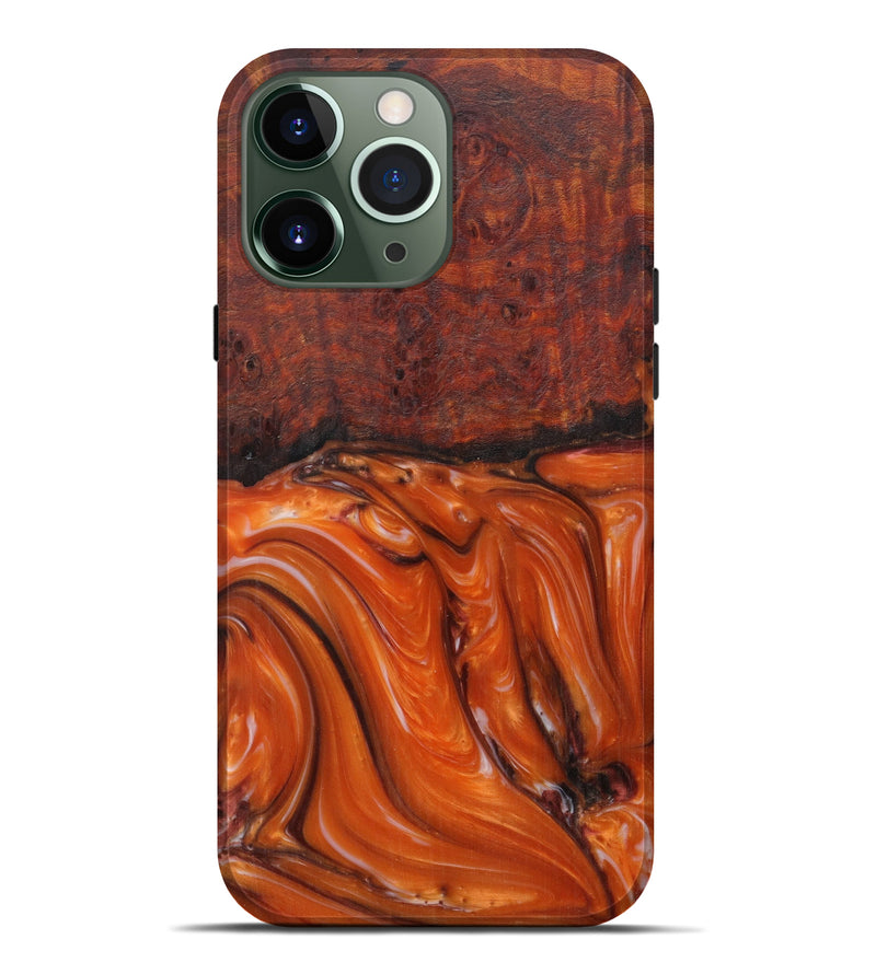 iPhone 13 Pro Max Wood+Resin Live Edge Phone Case - Luann (Dark Red, 591438)