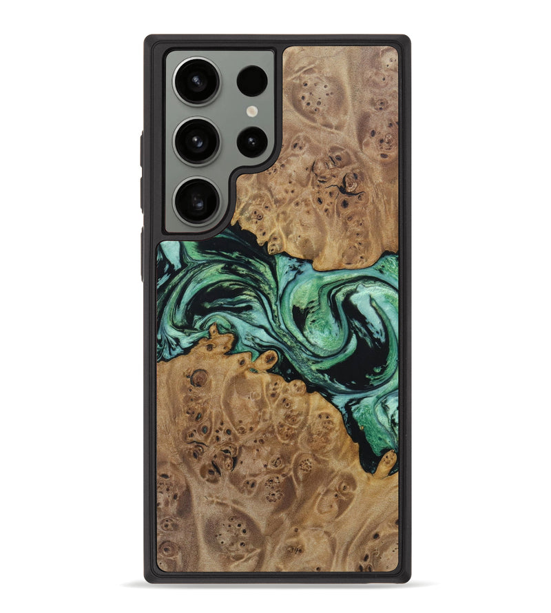 Galaxy S23 Ultra Wood+Resin Phone Case - Amira (Green, 622101)