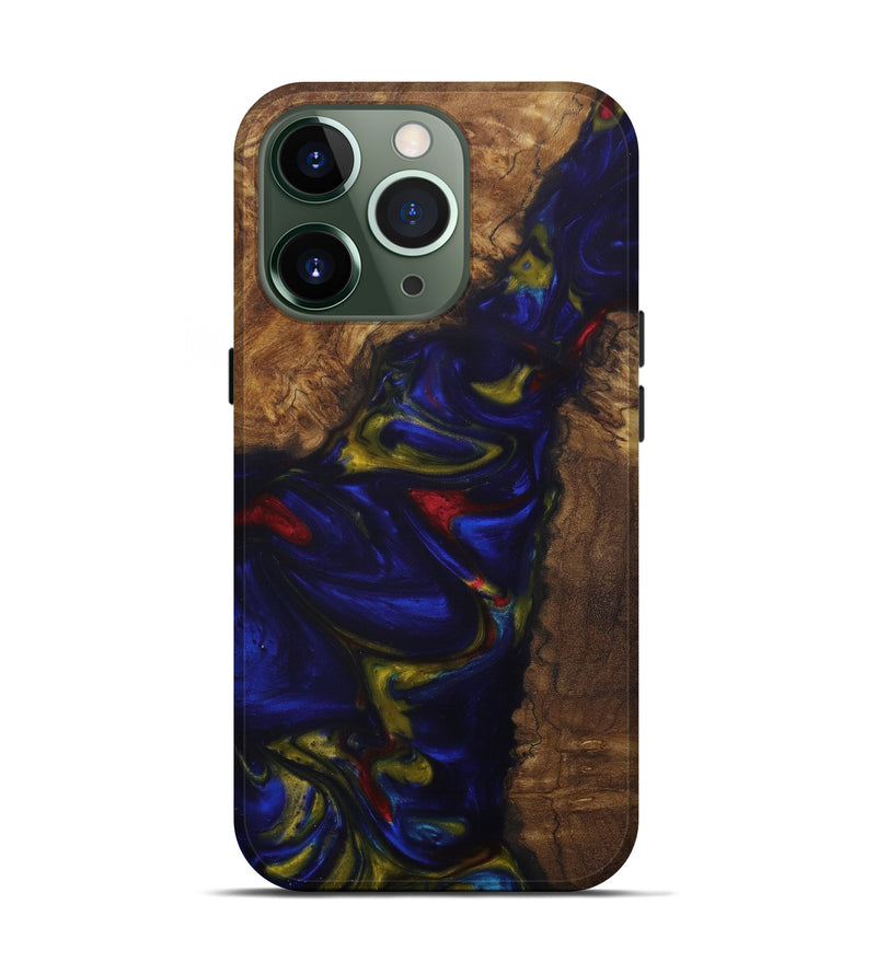 iPhone 13 Pro Wood+Resin Live Edge Phone Case - Hortense (Dark Blue, 580073)