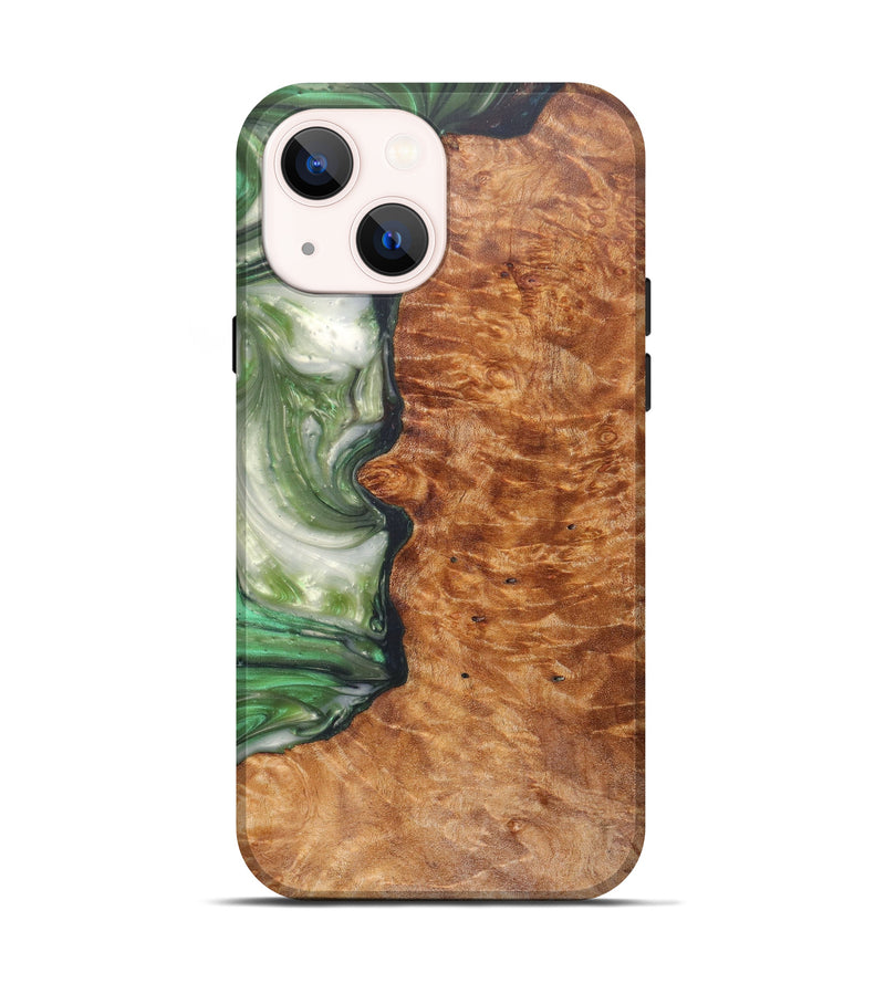 iPhone 13 Wood+Resin Live Edge Phone Case - Myrna (Dark Green, 607121)
