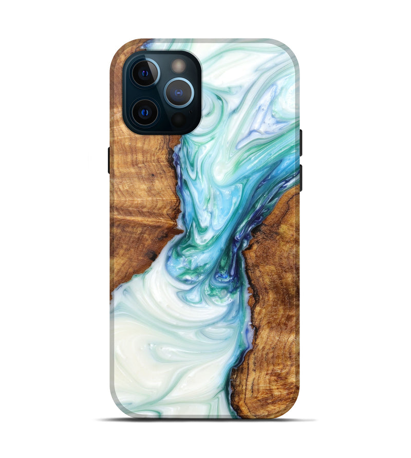 iPhone 12 Pro Wood+Resin Live Edge Phone Case - Sylvio (Light Blue, 605637)