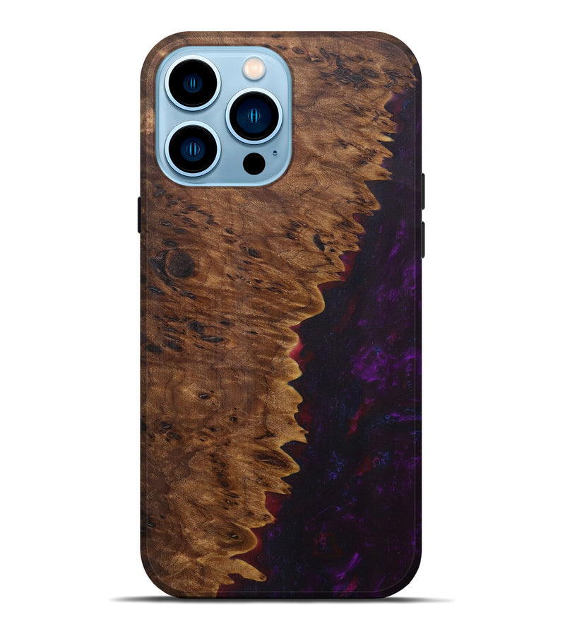 iPhone 14 Pro Max Wood+Resin Live Edge Phone Case - Lorna (Purple, 594813)