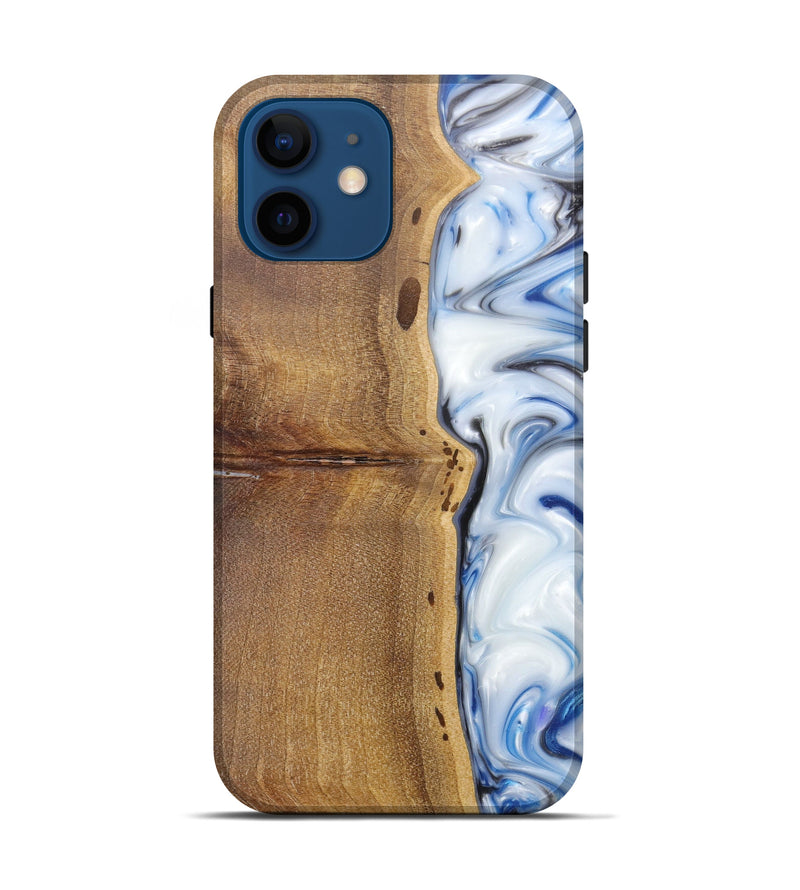 iPhone 12 Wood+Resin Live Edge Phone Case - Jak (Light Blue, 607211)