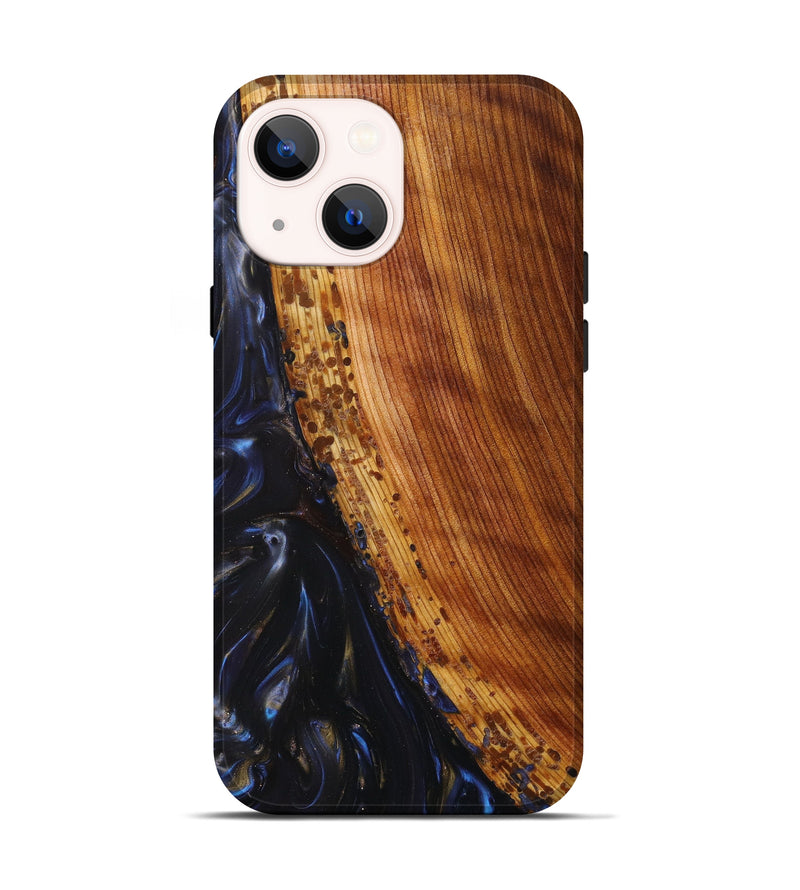 iPhone 13 Wood+Resin Live Edge Phone Case - Roselia (Blue, 633168)