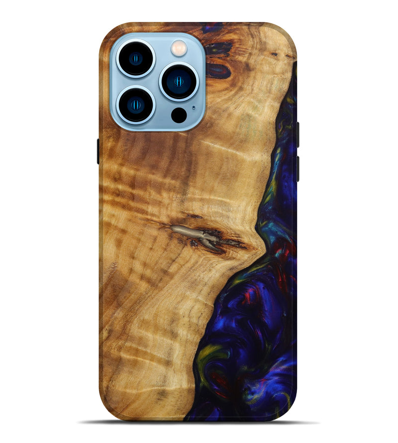 iPhone 14 Pro Max Wood+Resin Live Edge Phone Case - Taryn (Blue, 641697)