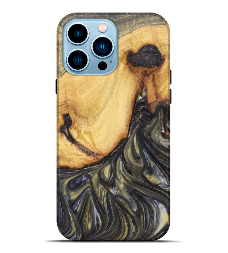 iPhone 14 Pro Max Wood+Resin Live Edge Phone Case - Lissette (Metallic, 624482)