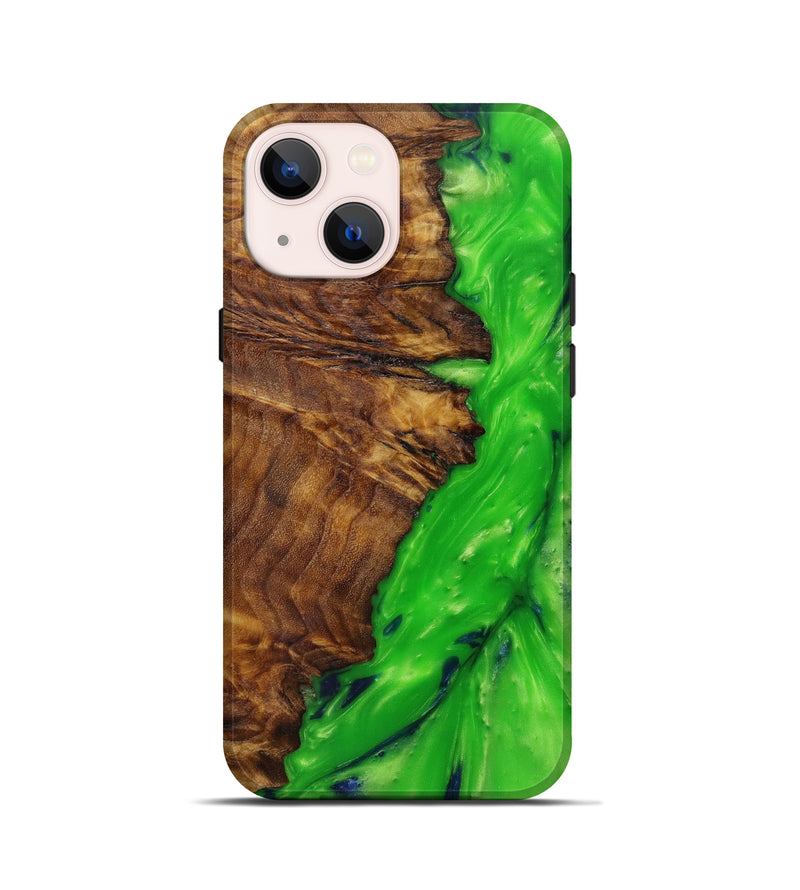 iPhone 13 mini Wood+Resin Live Edge Phone Case - Nurhan (Dark Green, 596606)
