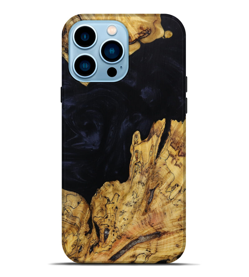 iPhone 14 Pro Max Wood+Resin Live Edge Phone Case - Jeremiah (Black & White, 643181)
