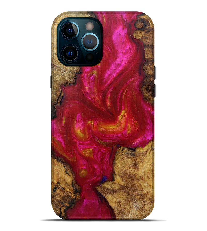 iPhone 12 Pro Max Wood+Resin Live Edge Phone Case - Allix (Dark Red, 582804)