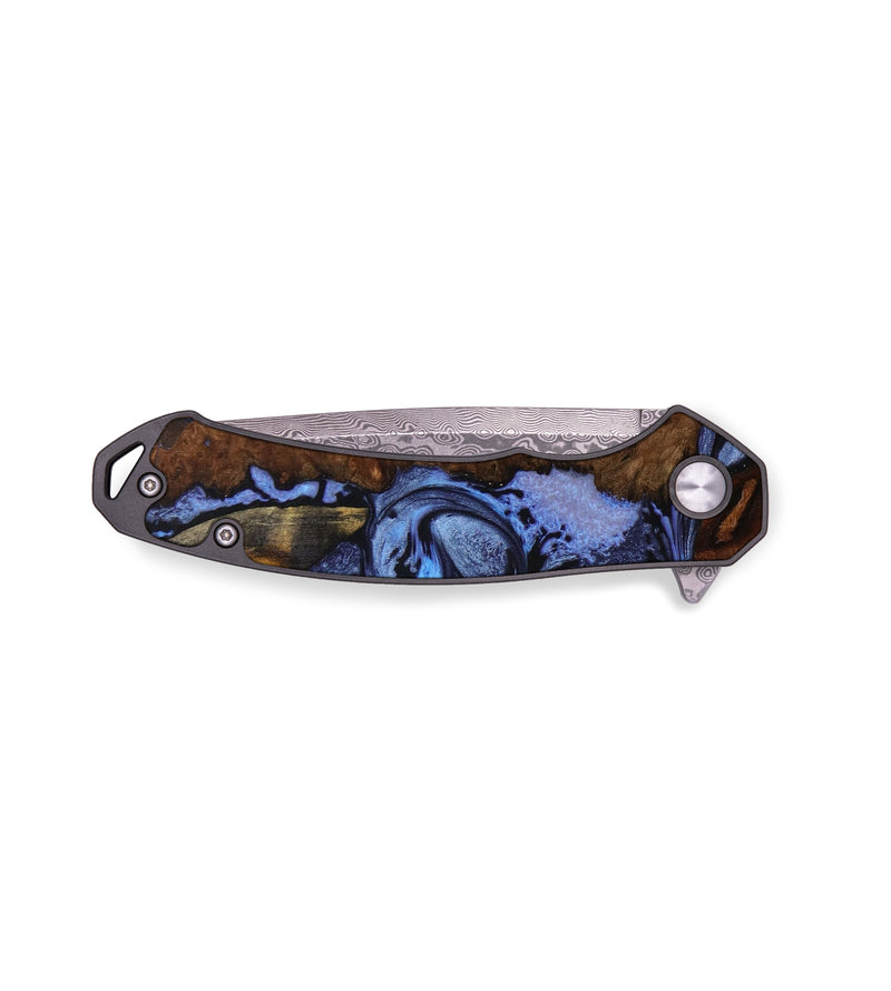 EDC Wood+Resin Pocket Knife - Elisabeth (Blue, 644195)