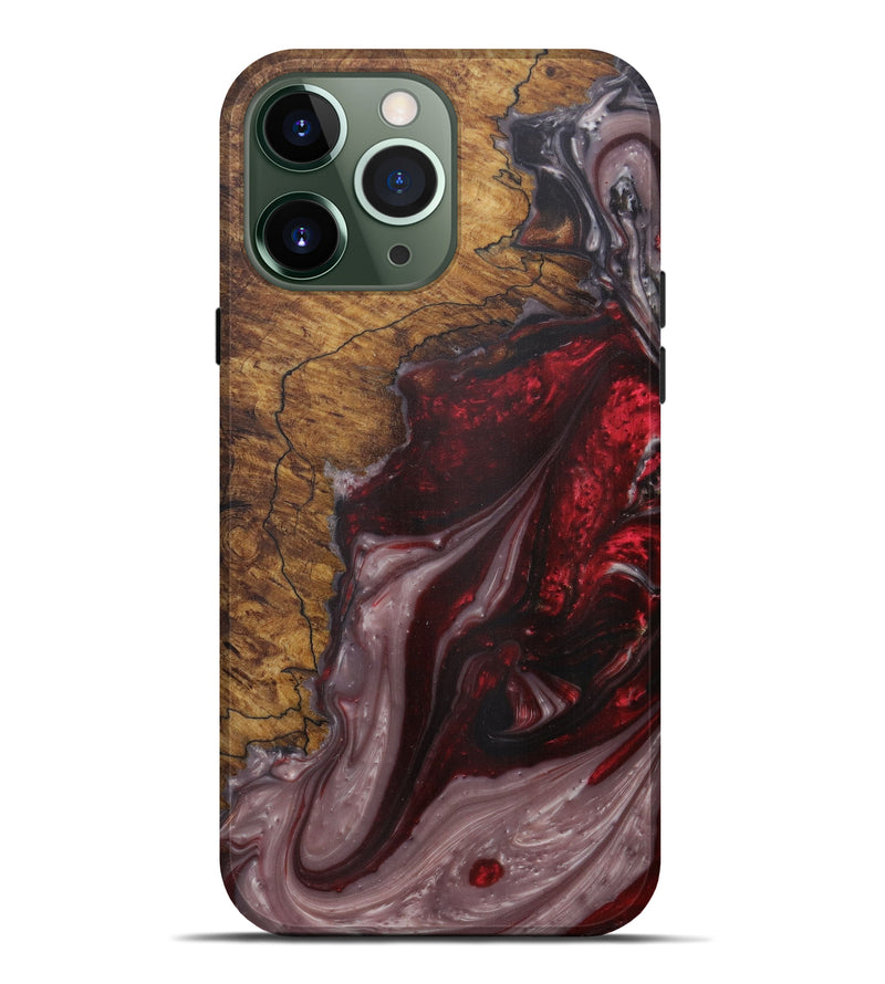 iPhone 13 Pro Max Wood+Resin Live Edge Phone Case - Joann (Dark Red, 594194)
