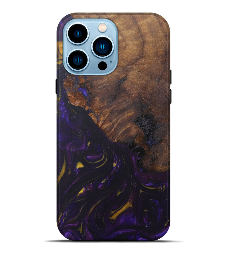 iPhone 14 Pro Max Wood+Resin Live Edge Phone Case - Rochell (Purple, 592521)