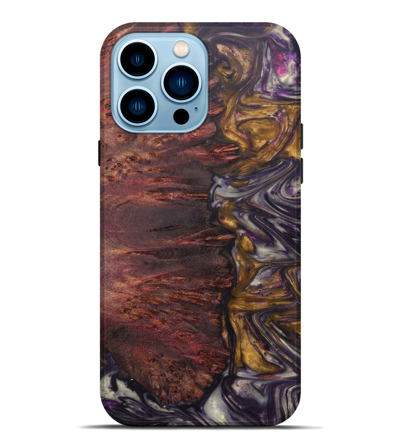 iPhone 14 Pro Max Wood+Resin Live Edge Phone Case - Dorotea (Purple, 596320)