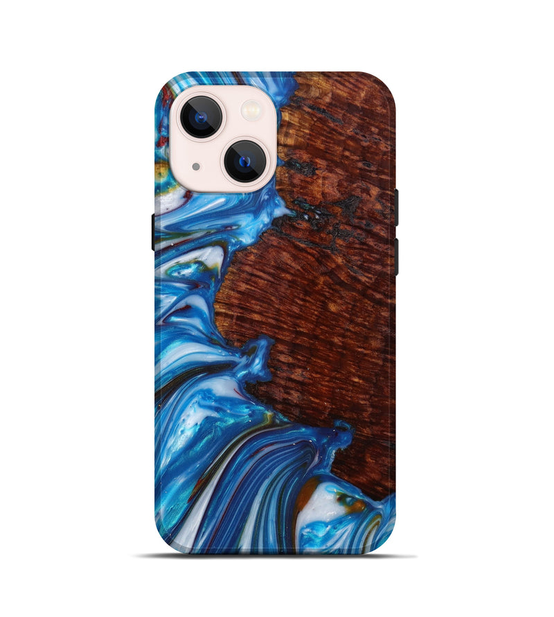 iPhone 13 mini Wood+Resin Live Edge Phone Case - George (Light Blue, 610614)