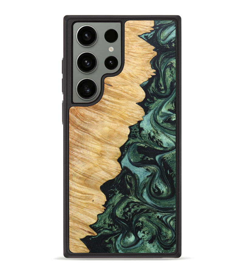 Galaxy S23 Ultra Wood+Resin Phone Case - Sidney (Green, 635801)