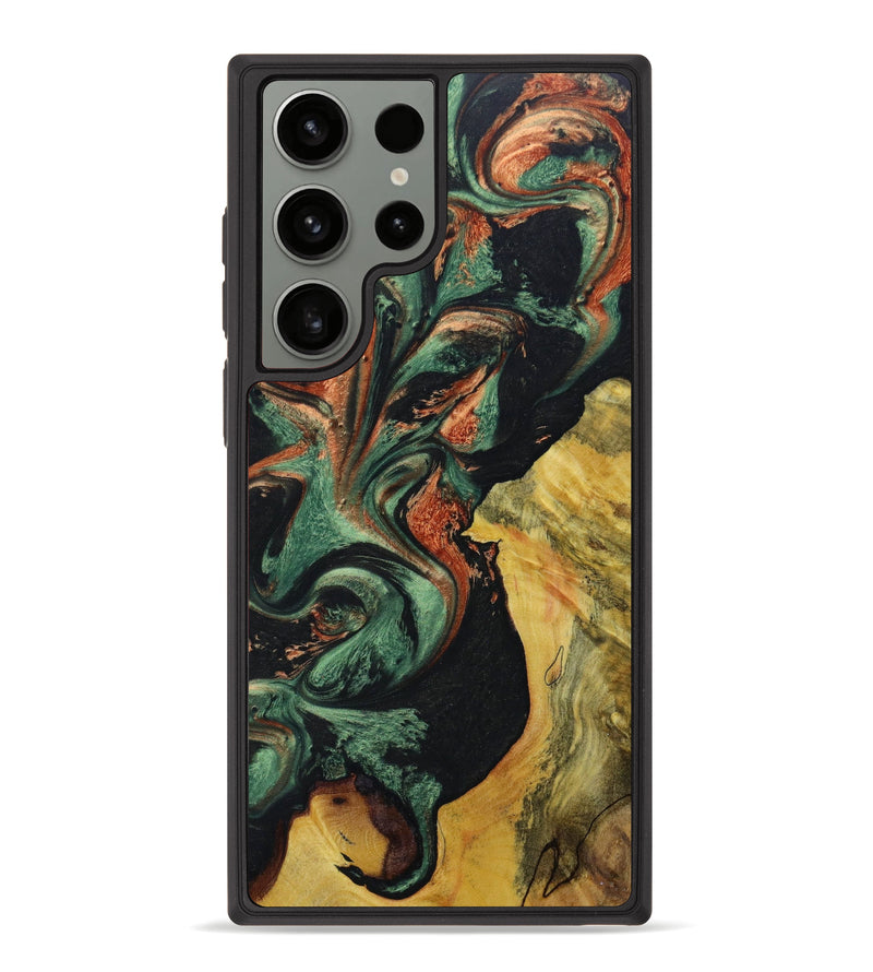 Galaxy S23 Ultra Wood+Resin Phone Case - Alvin (Green, 623074)
