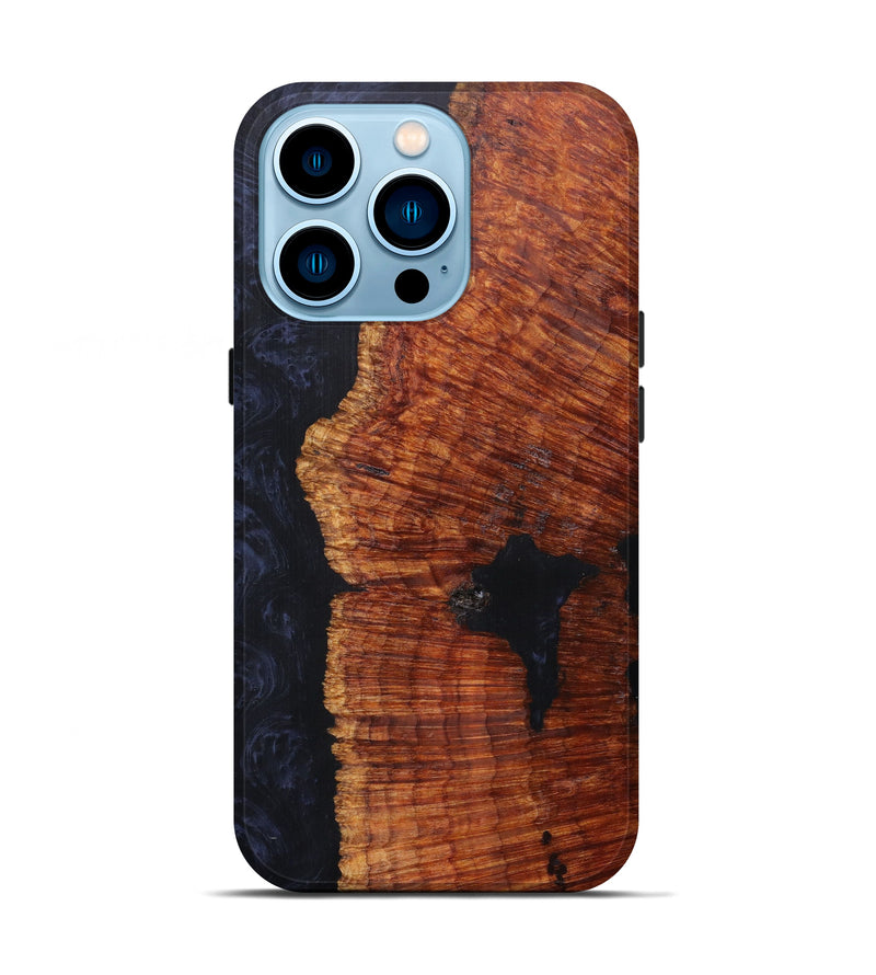iPhone 14 Pro Wood+Resin Live Edge Phone Case - Elias (Pure Black, 607146)