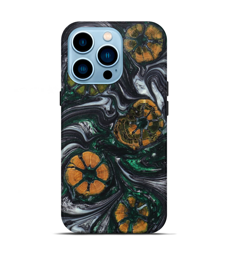 iPhone 14 Pro Wood+Resin Live Edge Phone Case - Elias (Black & White, 625515)