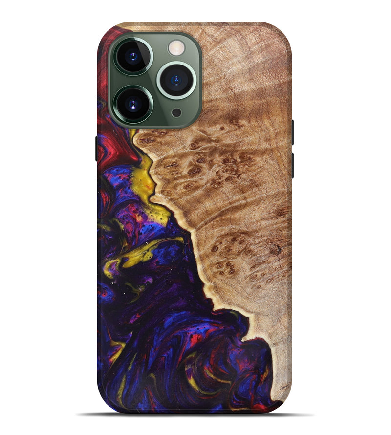 iPhone 13 Pro Max Wood+Resin Live Edge Phone Case - Mason (Red, 623553)