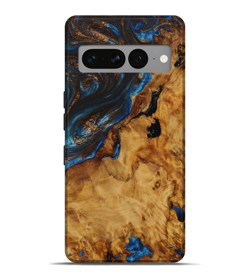 Pixel 7 Pro Wood+Resin Live Edge Phone Case - Johnny (Teal & Gold, 647619)