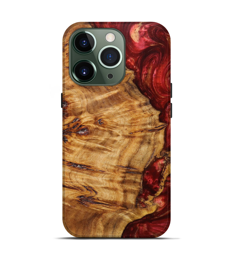 iPhone 13 Pro Wood+Resin Live Edge Phone Case - Gia (Red, 635958)