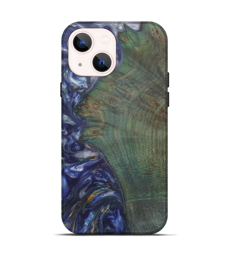 iPhone 14 Wood+Resin Live Edge Phone Case - Idell (Dark Blue, 594842)