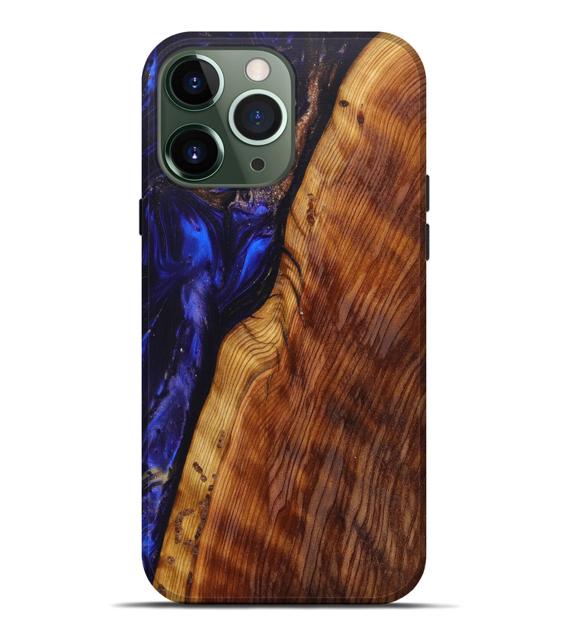 iPhone 13 Pro Max Wood+Resin Live Edge Phone Case - Hattie (Blue, 625774)