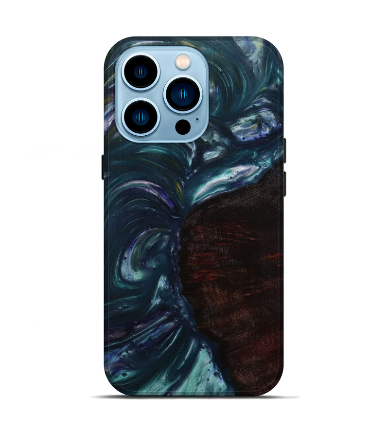 iPhone 14 Pro Wood+Resin Live Edge Phone Case - Marylynne (Dark Green, 588751)