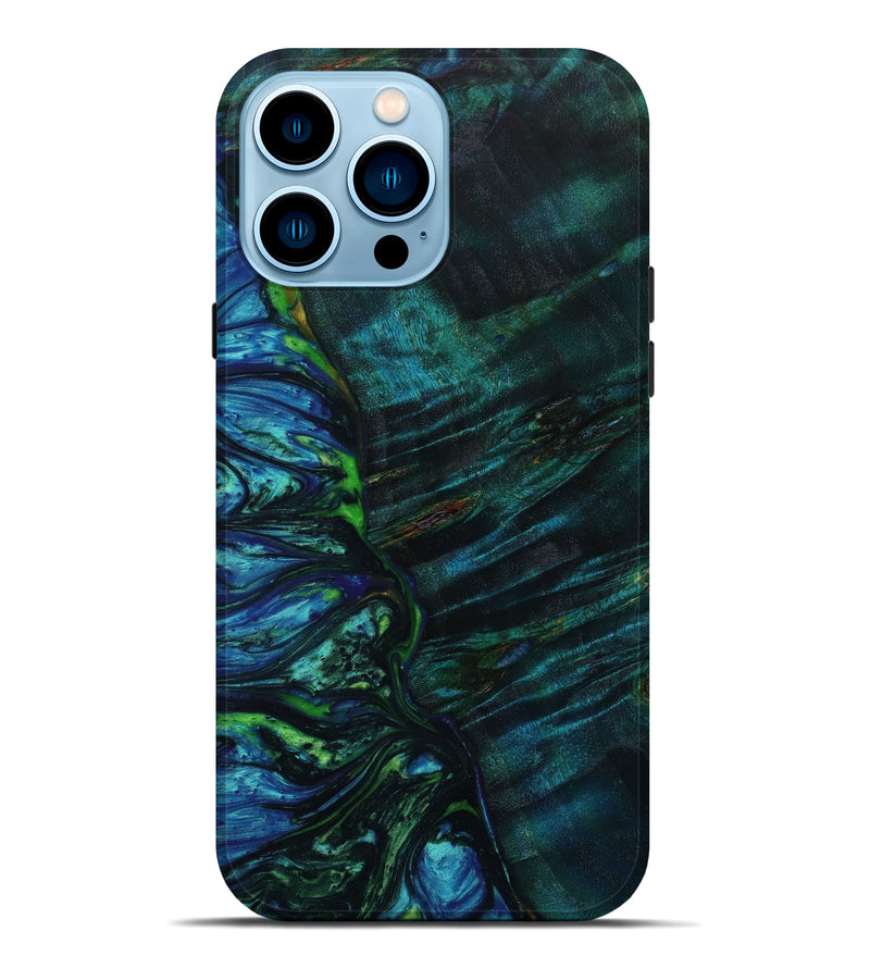 iPhone 14 Pro Max Wood+Resin Live Edge Phone Case - Eden (Blue, 641972)