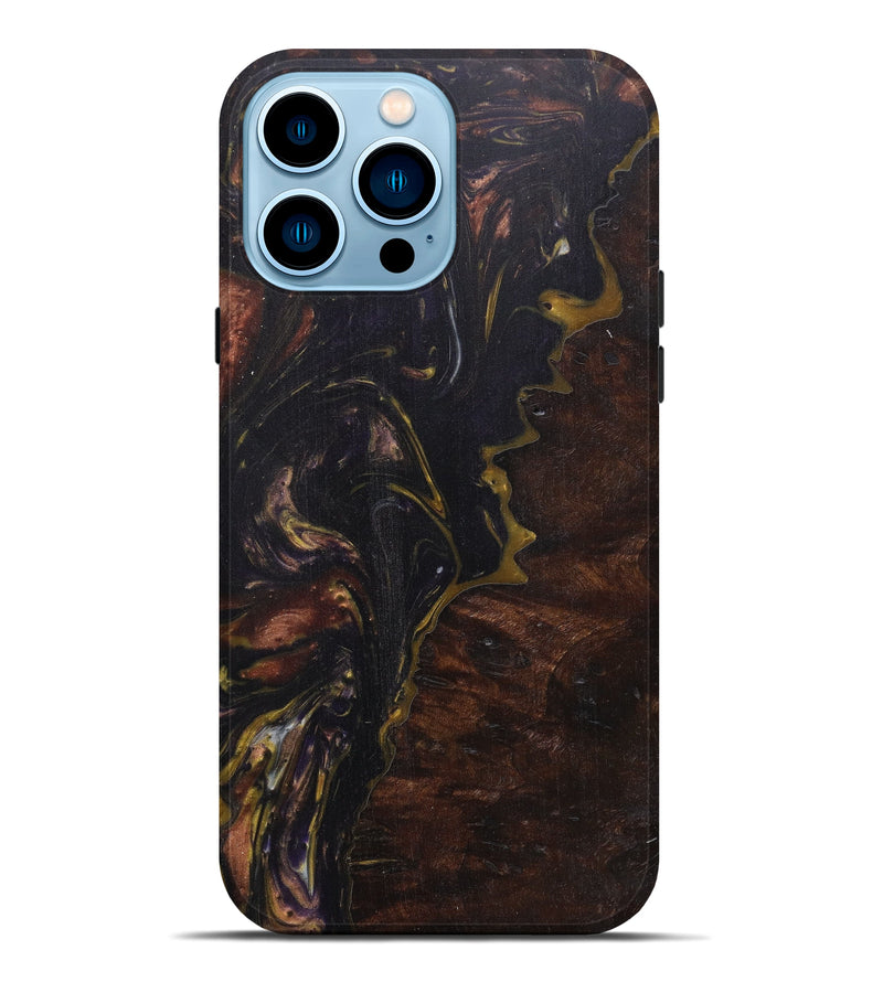 iPhone 14 Pro Max Wood+Resin Live Edge Phone Case - Charmine (Metallic, 594859)