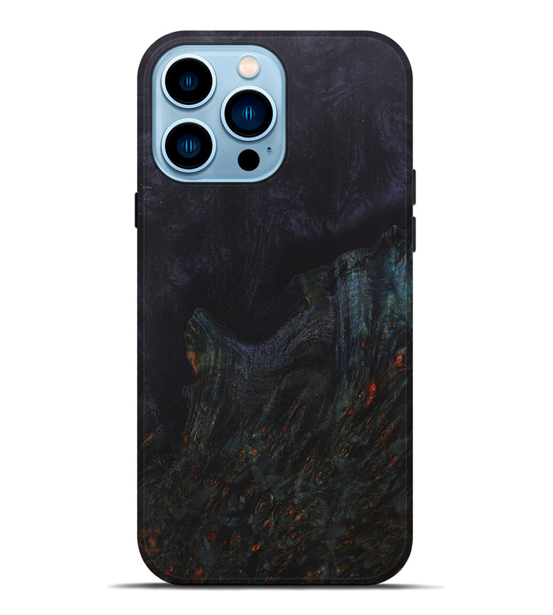iPhone 14 Pro Max Wood+Resin Live Edge Phone Case - Edna (Pure Black, 605511)
