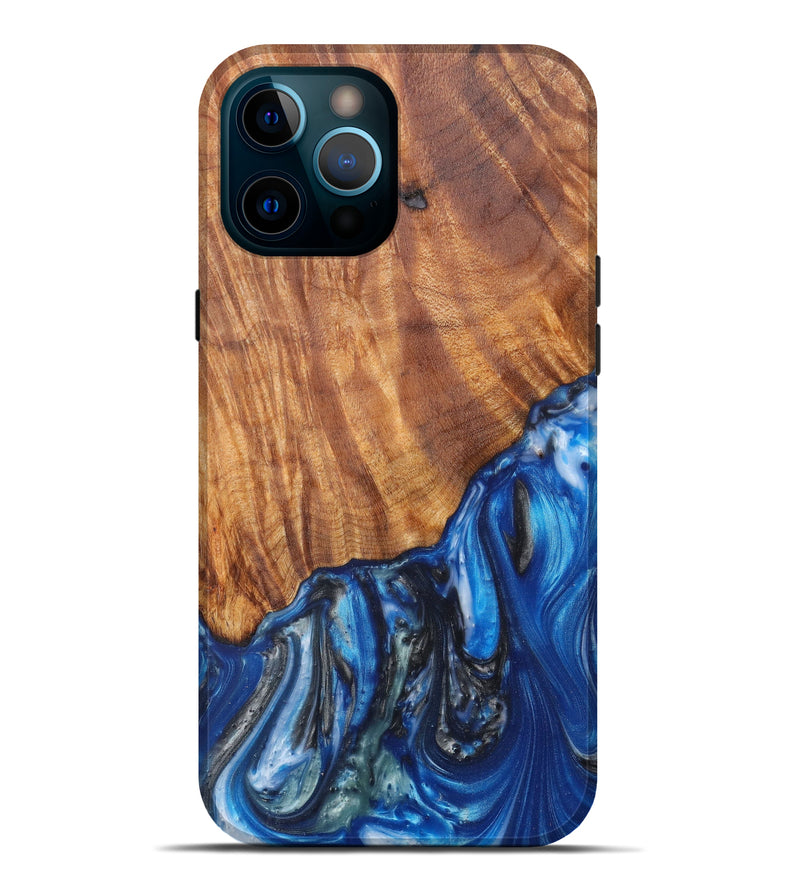 iPhone 12 Pro Max Wood+Resin Live Edge Phone Case - April (Light Blue, 608616)