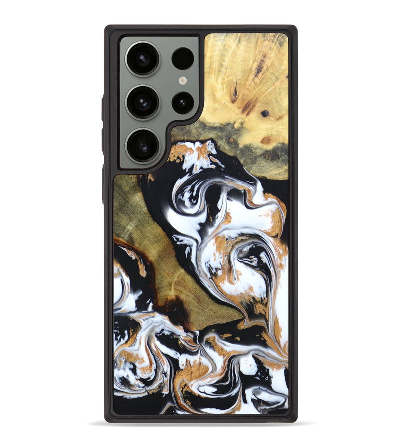 Galaxy S23 Ultra Wood+Resin Phone Case - Cyndi (Black & White, 629444)