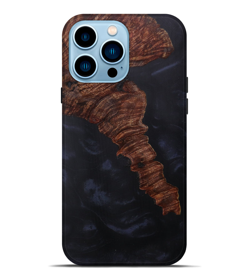 iPhone 14 Pro Max Wood+Resin Live Edge Phone Case - Heidy (Pure Black, 610327)