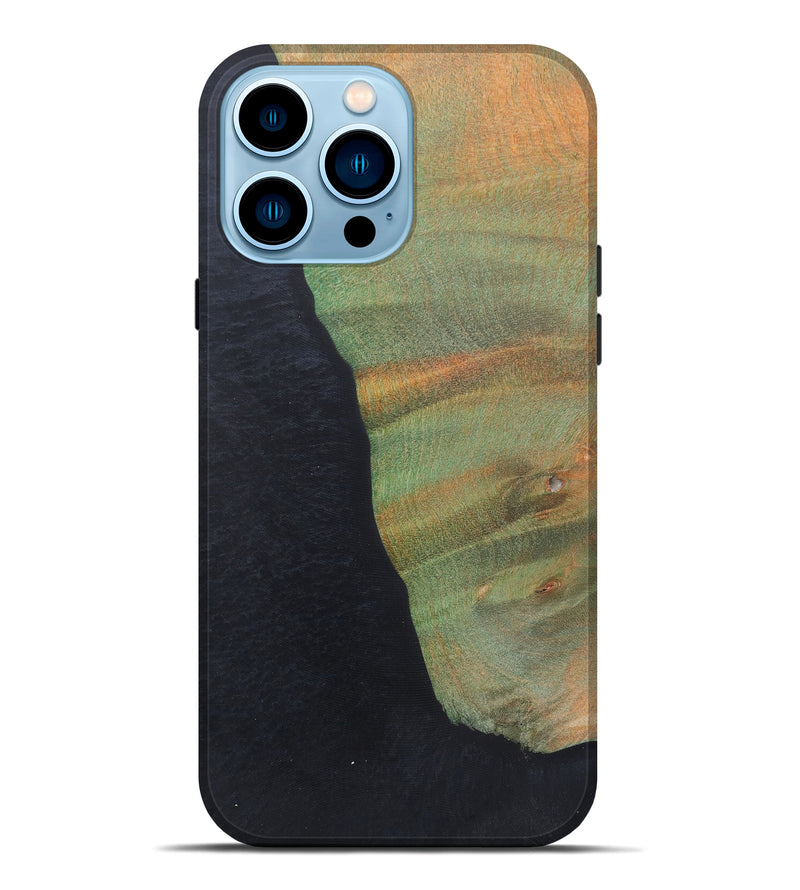 iPhone 14 Pro Max Wood+Resin Live Edge Phone Case - Janey (Pure Black, 590696)