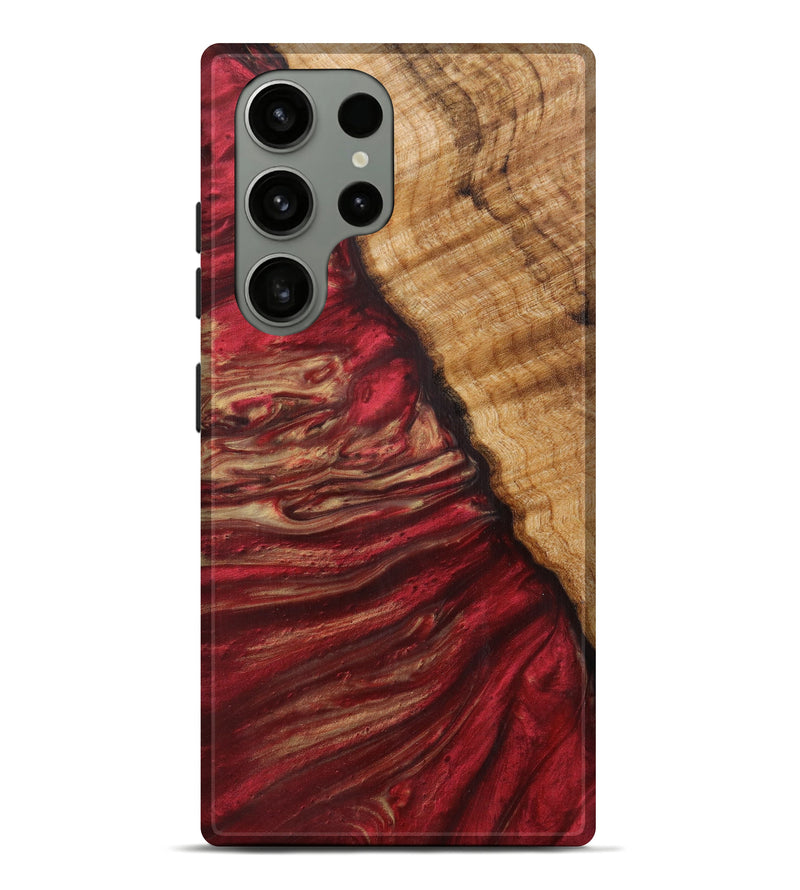 Galaxy S23 Ultra Wood+Resin Live Edge Phone Case - Edwin (Red, 623192)