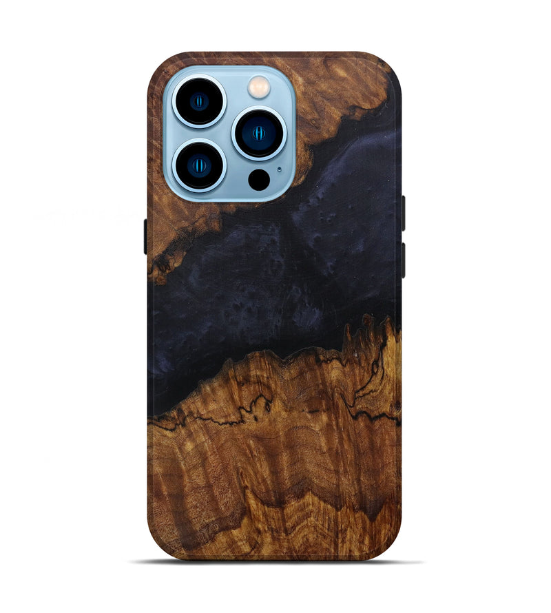 iPhone 14 Pro Wood+Resin Live Edge Phone Case - Akin (Pure Black, 591436)