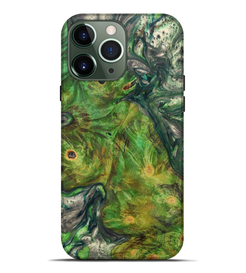 iPhone 13 Pro Max Wood+Resin Live Edge Phone Case - Shannon (Green, 631390)