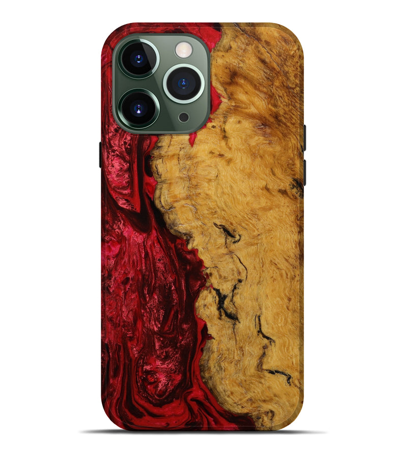 iPhone 13 Pro Max Wood+Resin Live Edge Phone Case - Vonda (Red, 647237)